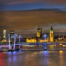 bridge, thames, Big Ben, London Eye, Palace of Westminster