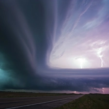 Cloud, stormy, lightning, supercell