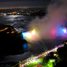 night, waterfall, Niagara Falls