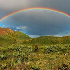 Double, Mountains, Sky, Great Rainbows