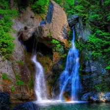 VEGETATION, waterfall, rocks
