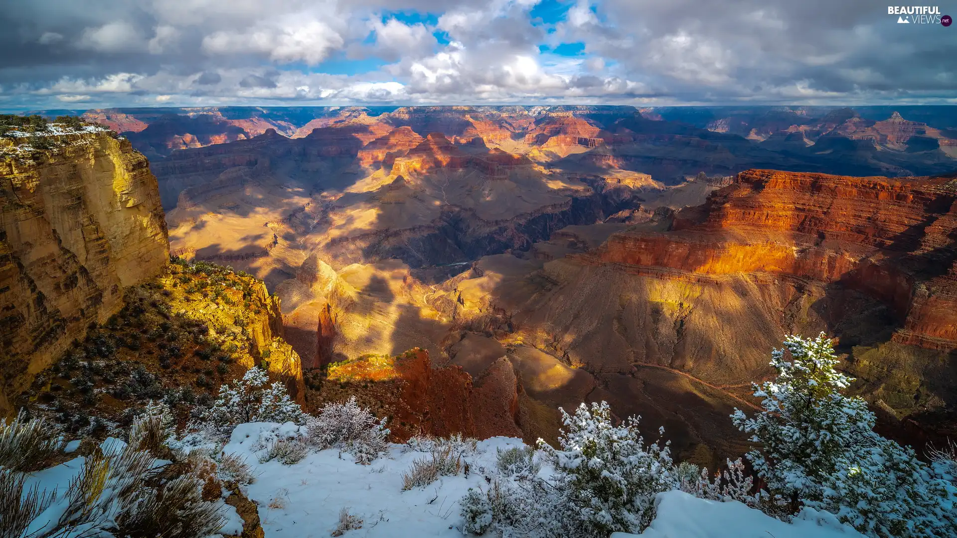 Grand Canyon, Plants, The United States, snow, Arizona, Grand Canyon, Grand Canyon National Park, Mountains