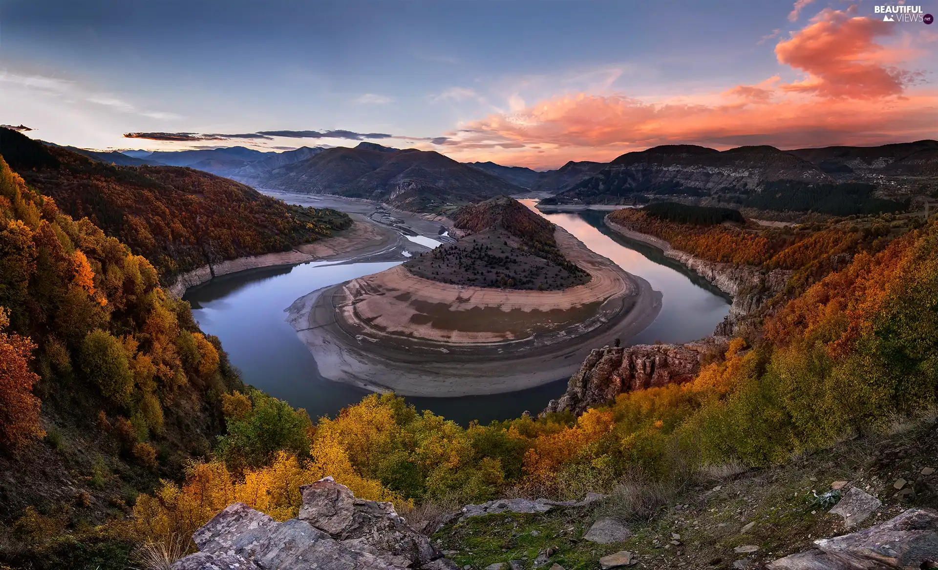 curve, Arda River, Rhodope Mountains, autumn, Meander, Bulgaria