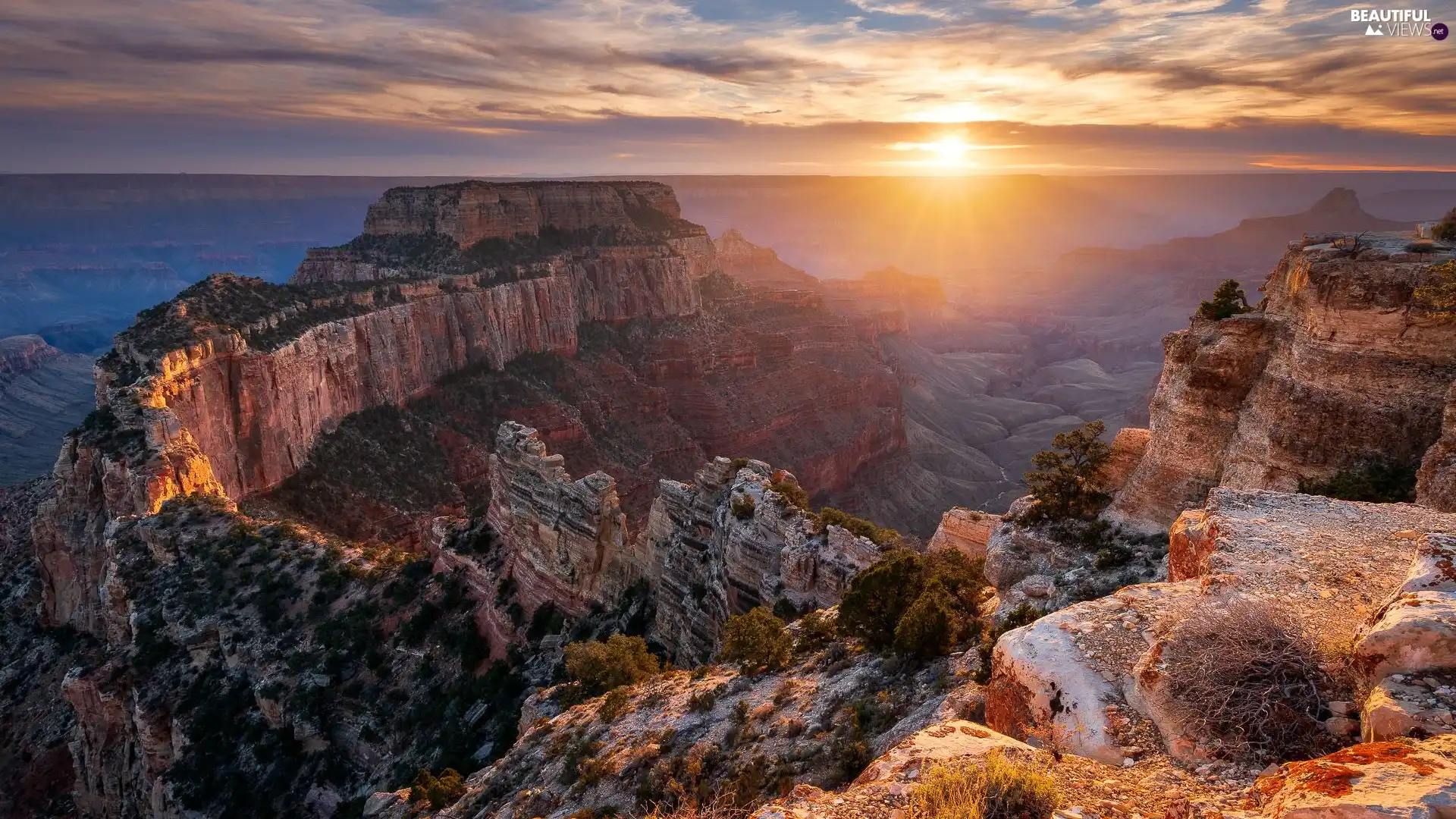 Great Sunsets, The United States, Grand Canyon, rocks, Grand Canyon National Park