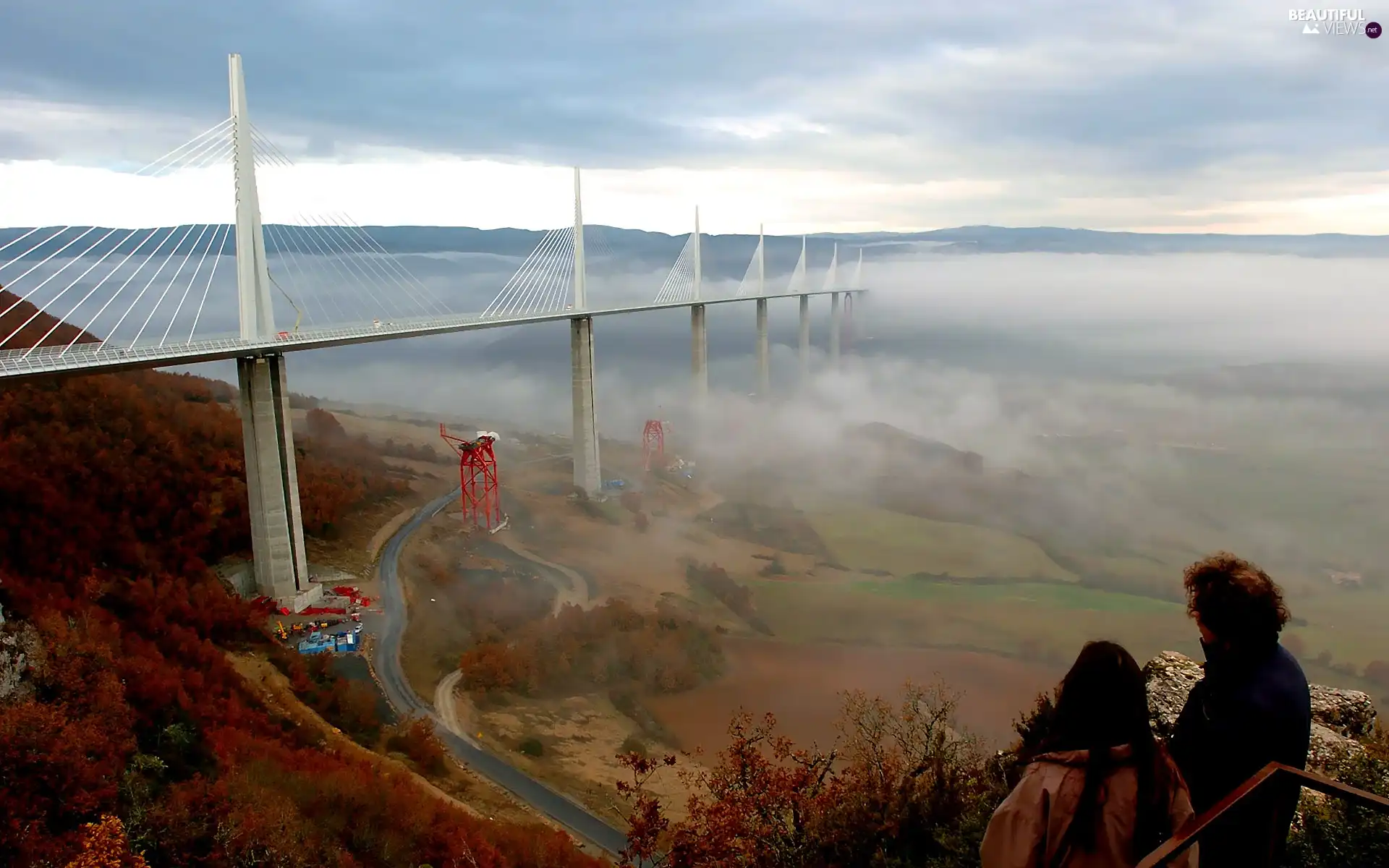 France, Millau, clouds, overpass