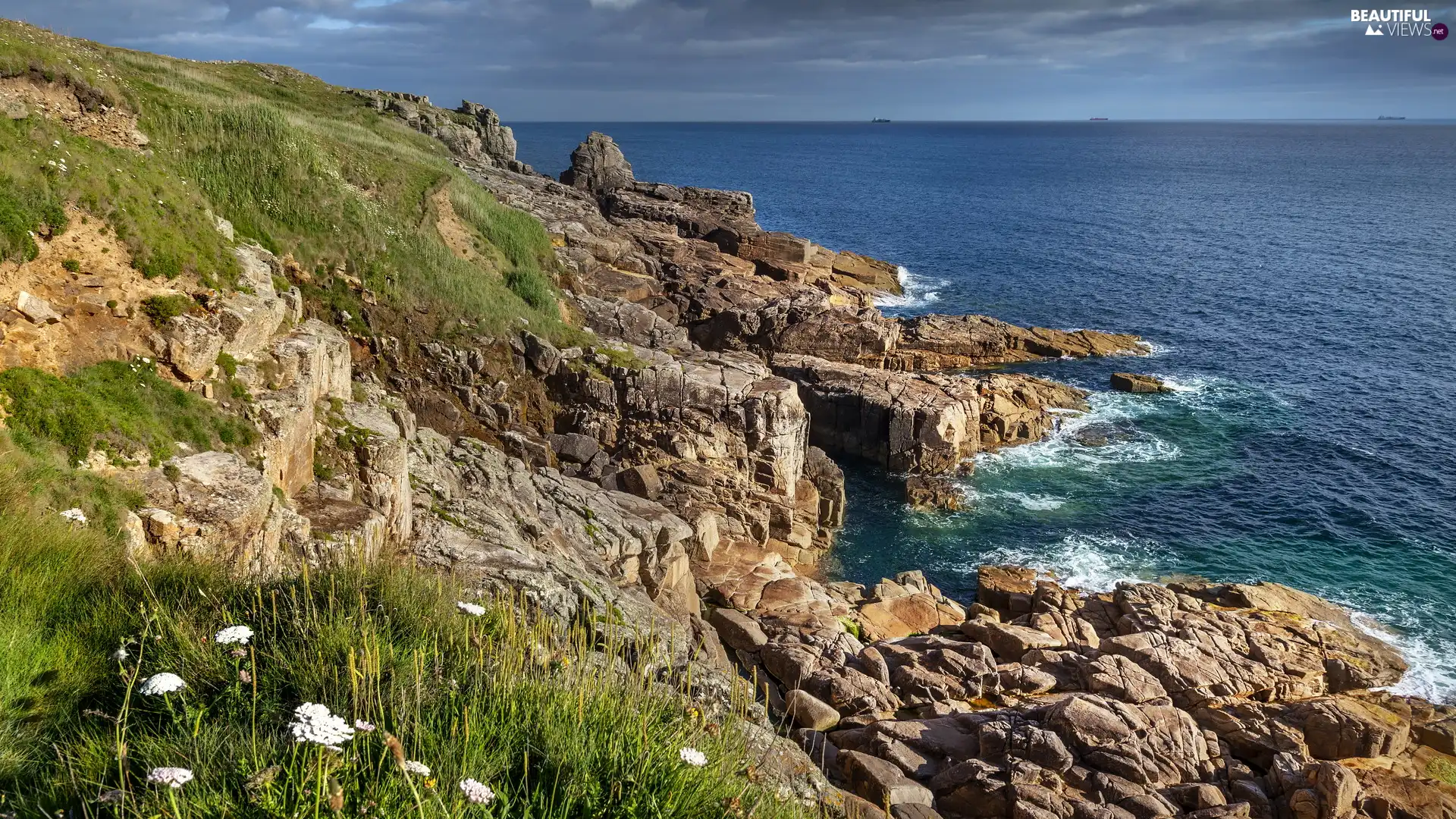 Cornwall, England, rocks, Coast, Celtic Sea