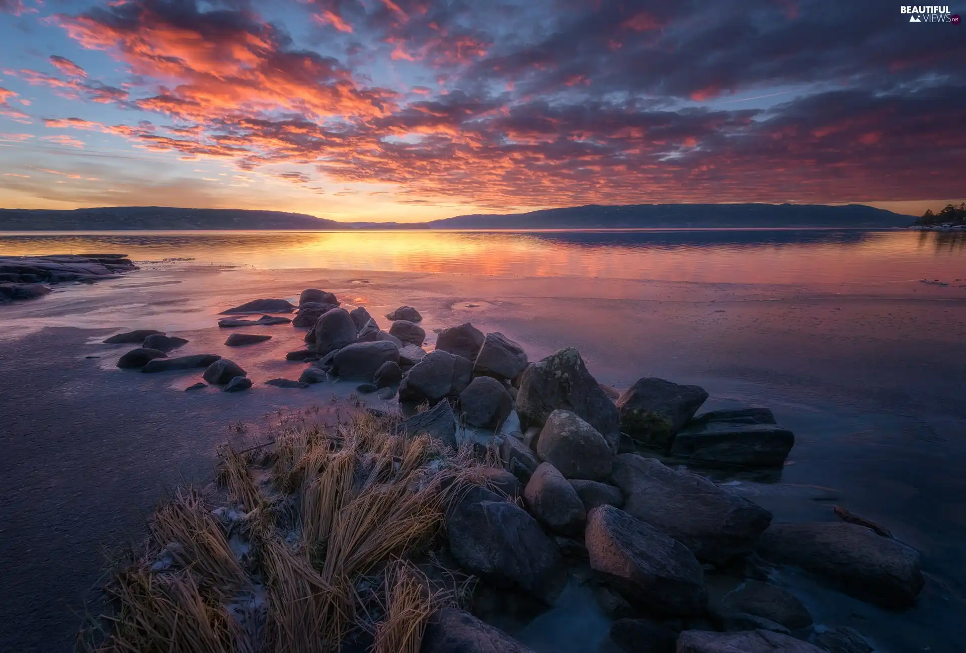 Sunrise, Norway, Stones, Icecream, Lake Tyrifjorden, Buskerud District