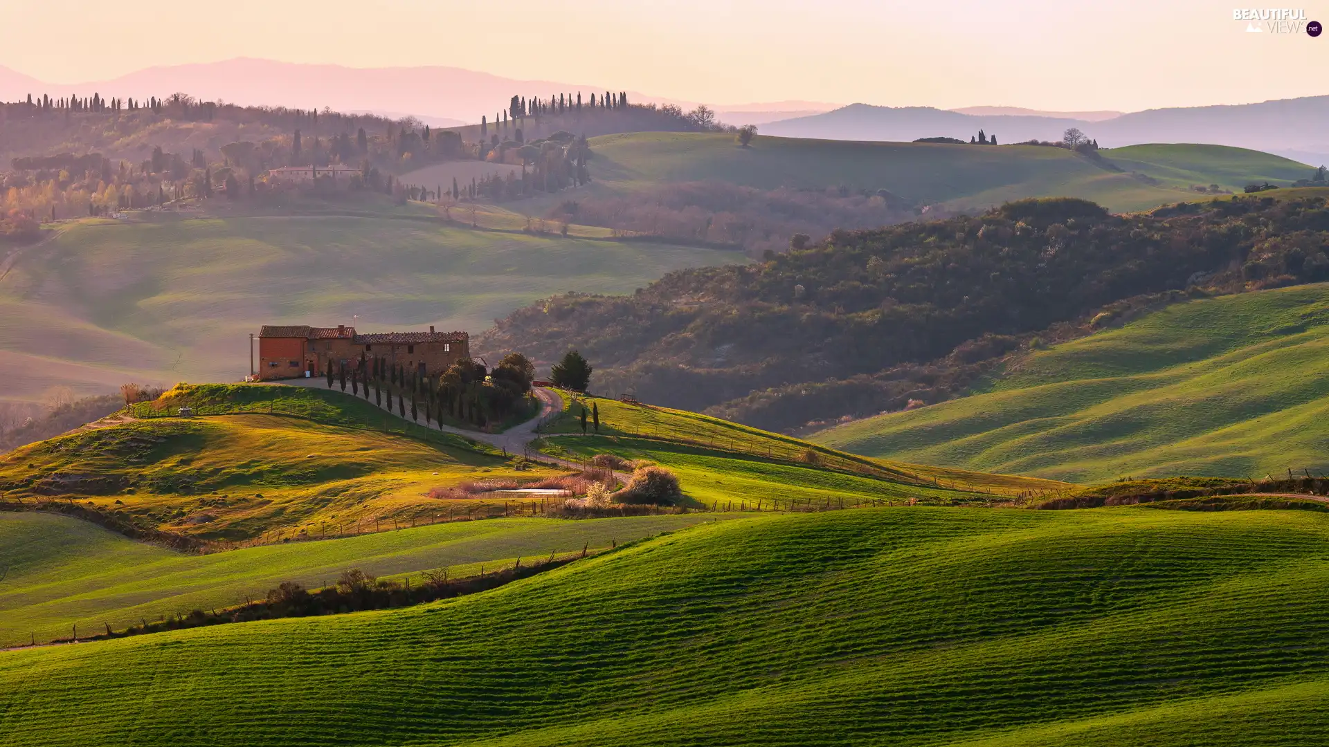 Tuscany, Italy, house, field, The Hills