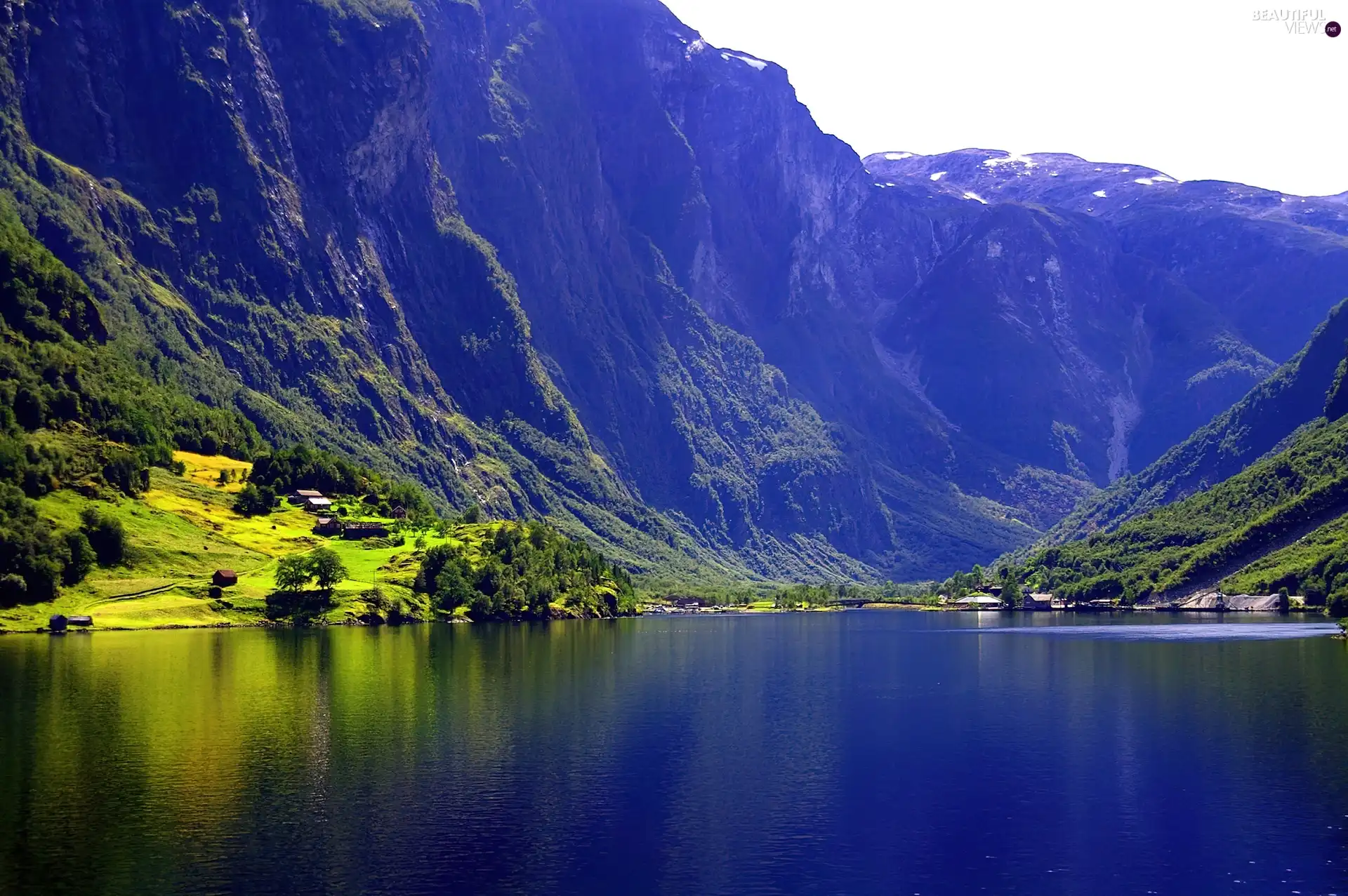 Norway, fjord, Gudvangen Village, Mountains