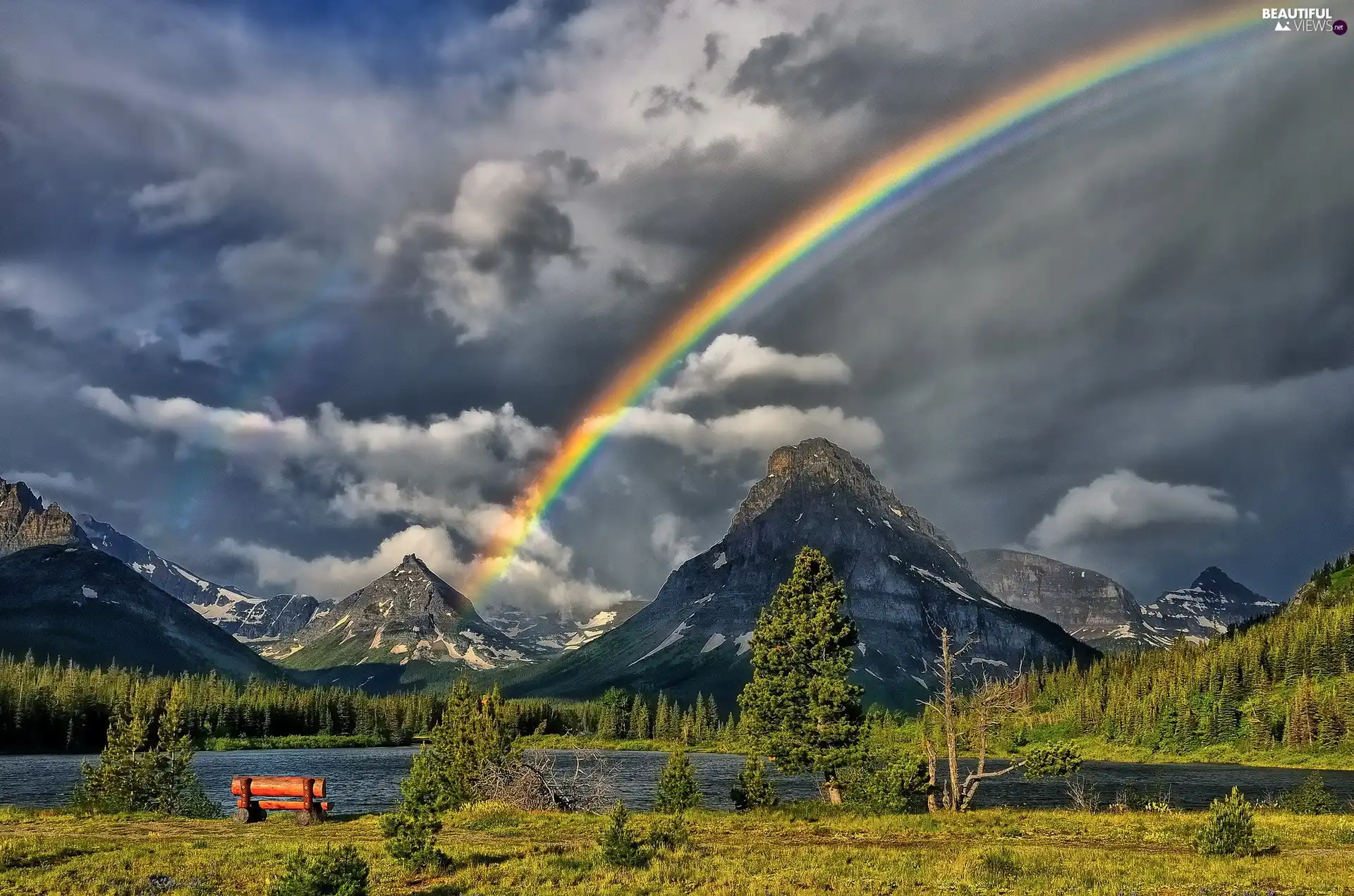 River, Mountains, Great Rainbows