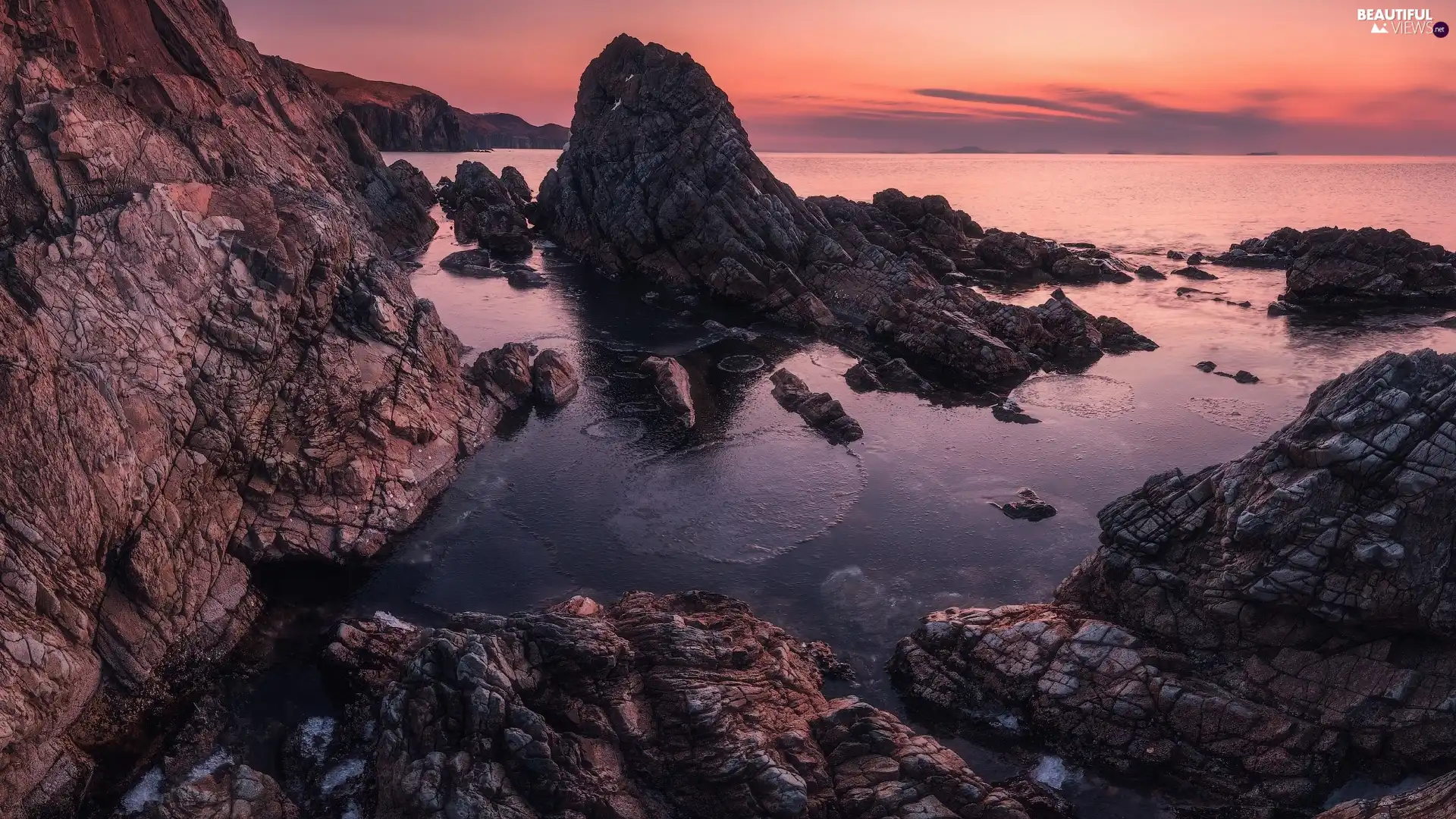 Seaside, Russia, rocks, Great Sunsets, Japanese Sea