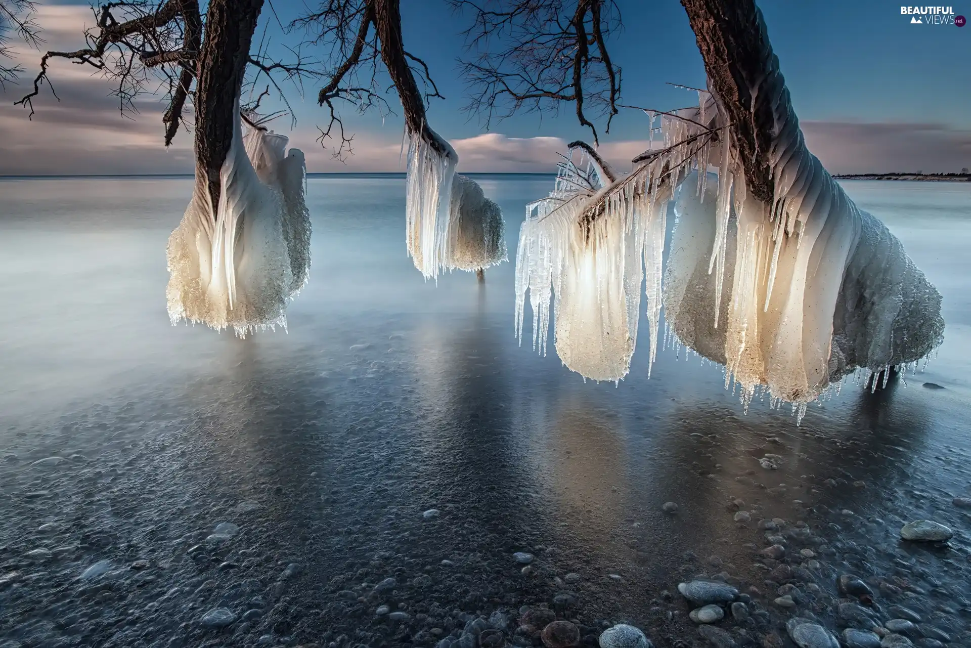 icicle, lake, Icecream