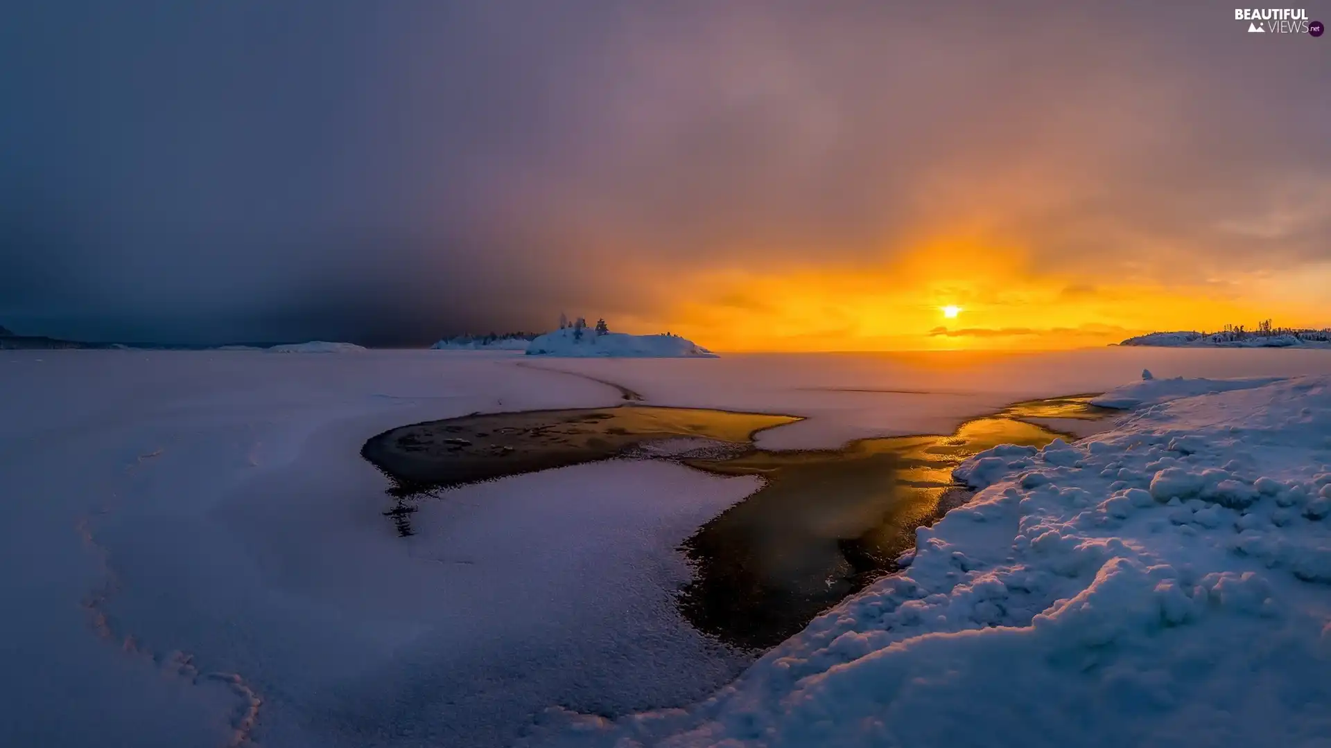 Icecream, Russia, winter, snow, Great Sunsets, Lake Ladoga