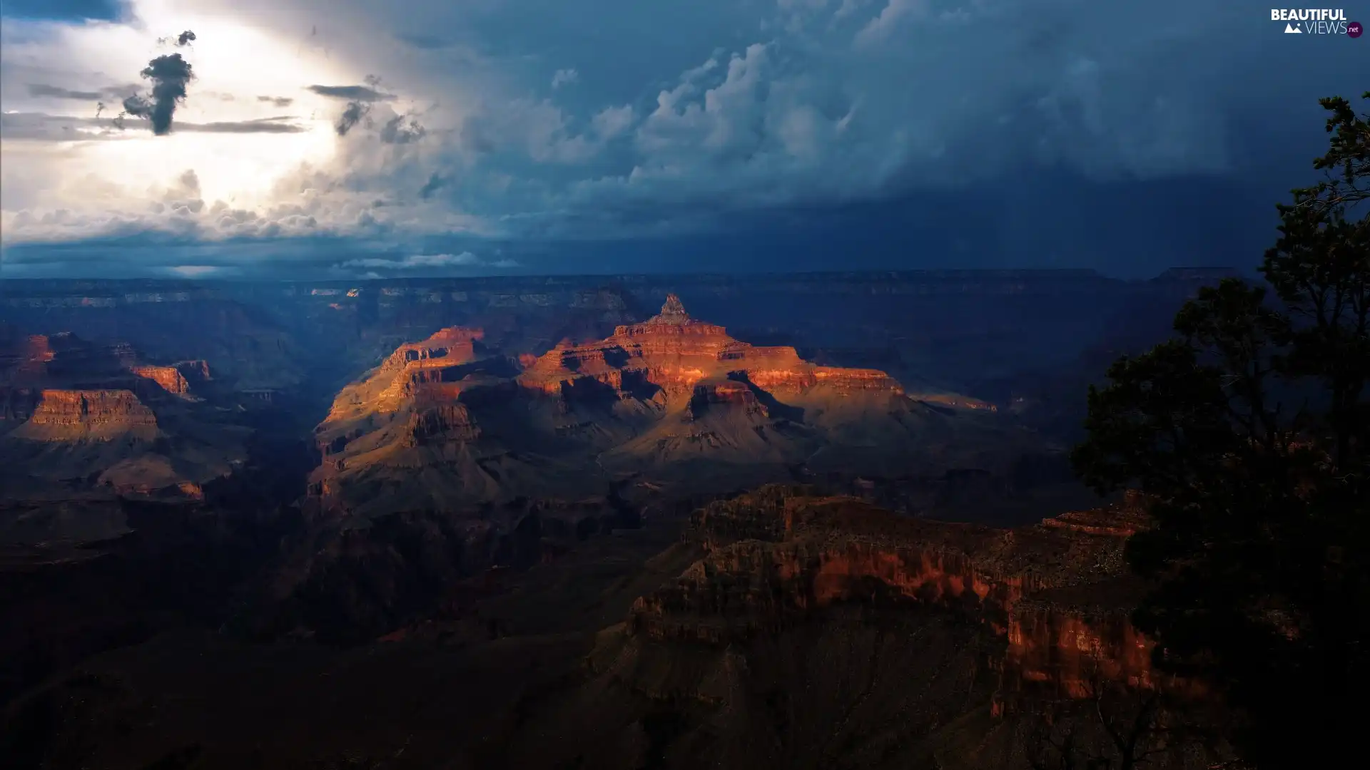 Mountains, Grand Canyon, Arizona, Grand Canyon, Grand Canyon National Park, clouds, The United States