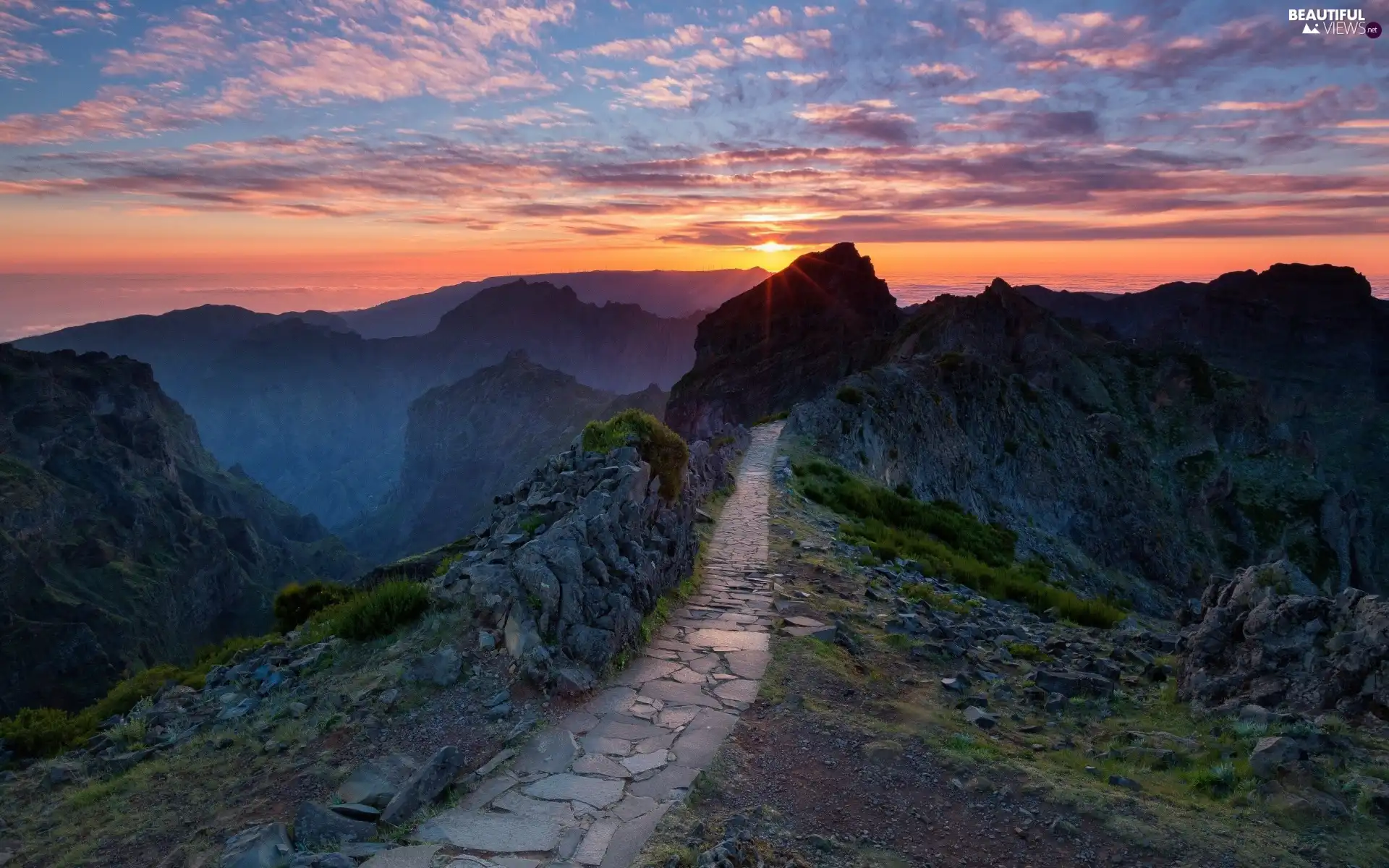 Great Sunsets, Mountains, Path