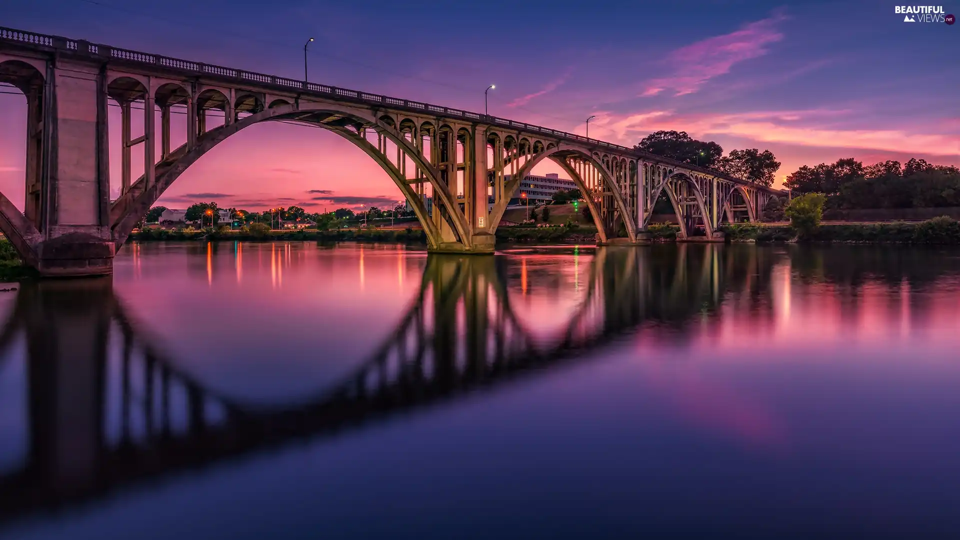 Gadsden, The United States, Coosa River, reflection, Coosa River Memorial Bridge, State of Alabama