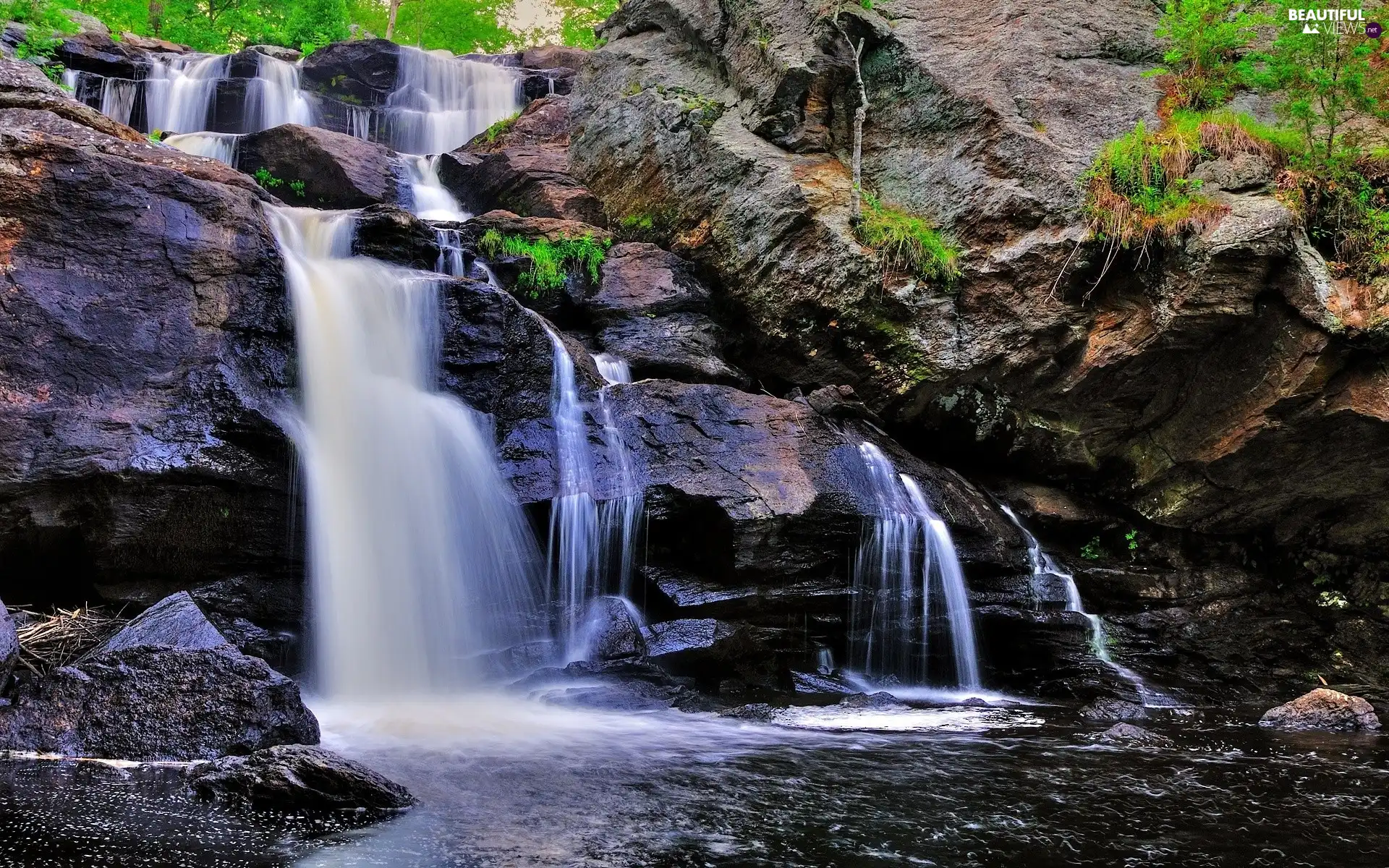 River, waterfall, rocks