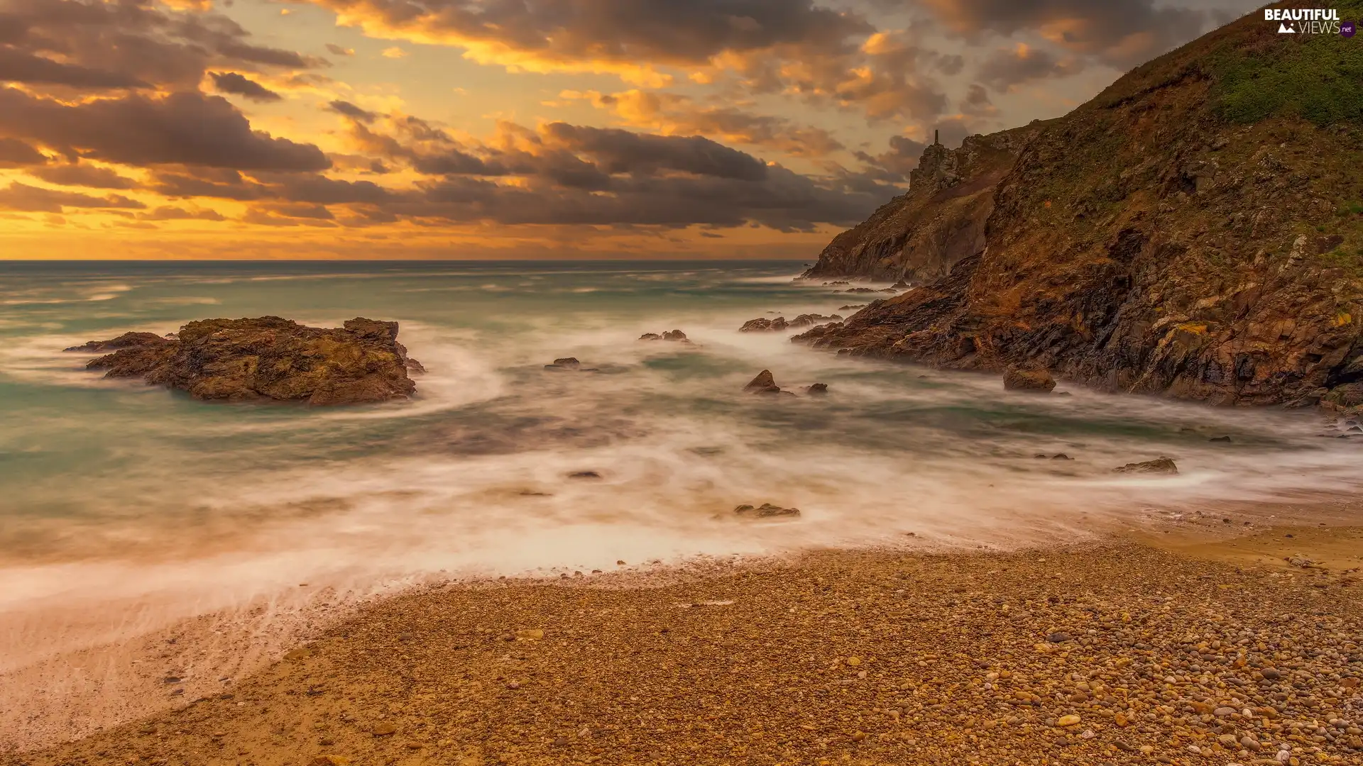 Brittany, France, Coast, rocks, Celtic Sea