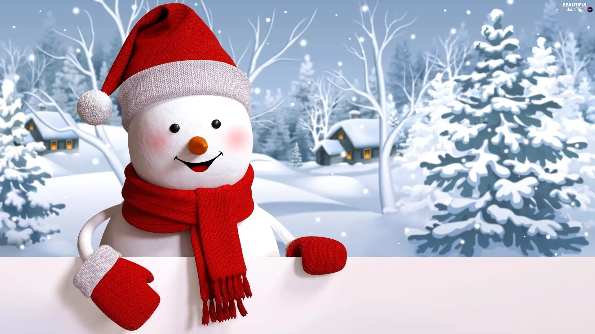 Scarf, Gloves, Snowman, Hat, winter