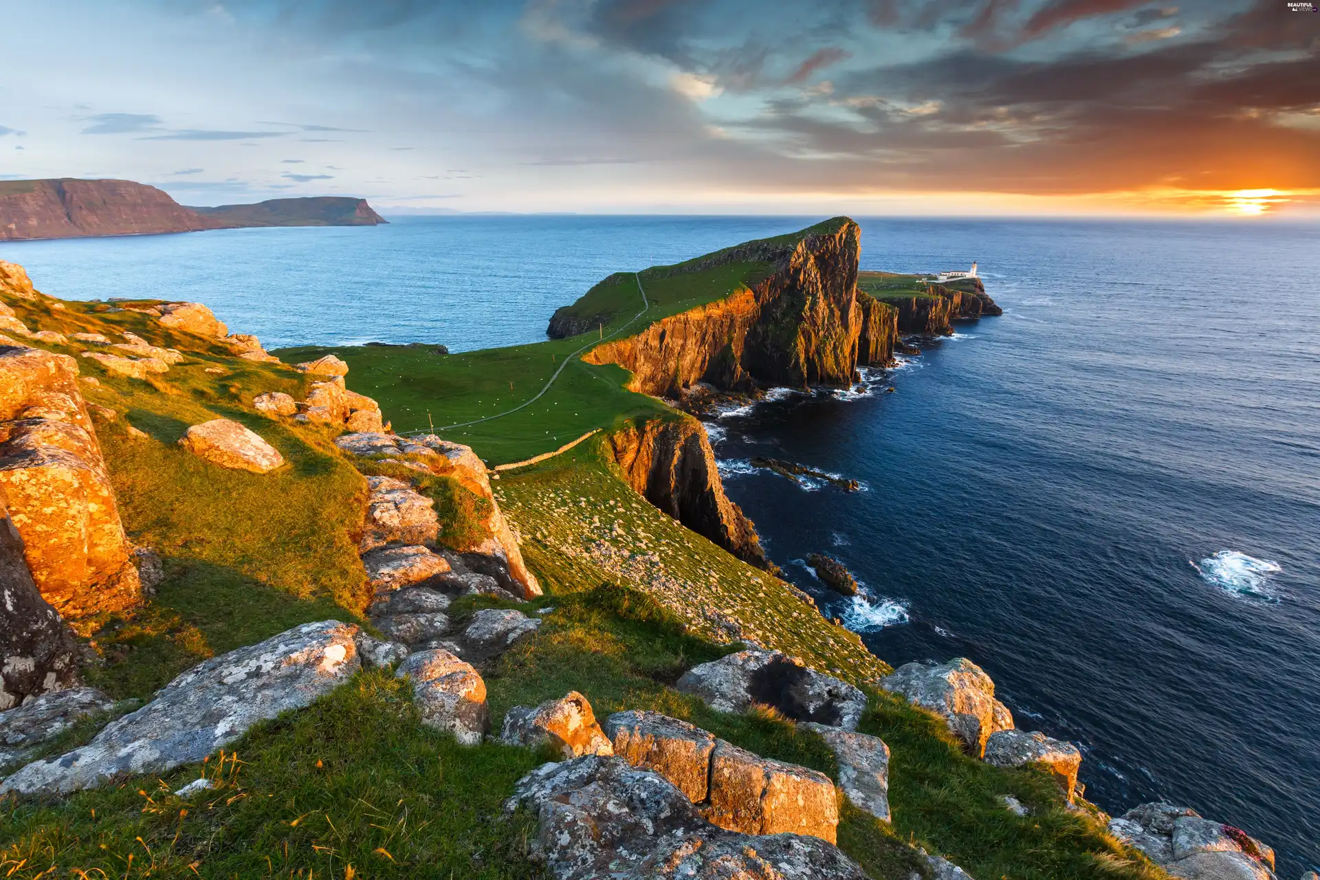 Scotland Sunrise Stones Beautiful Views Wallpapers 5670x3780
