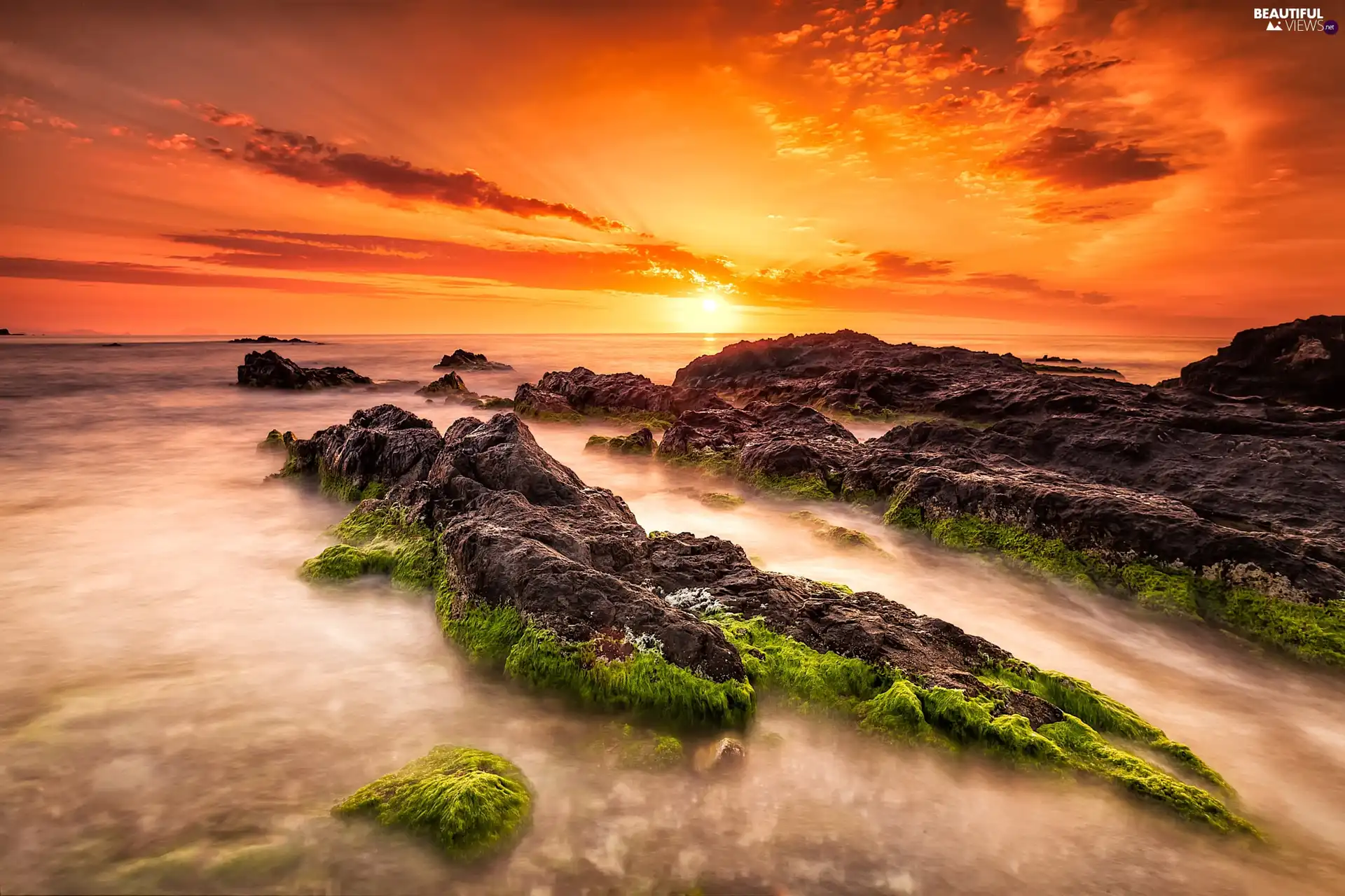 Stones rocks, Great Sunsets, sea