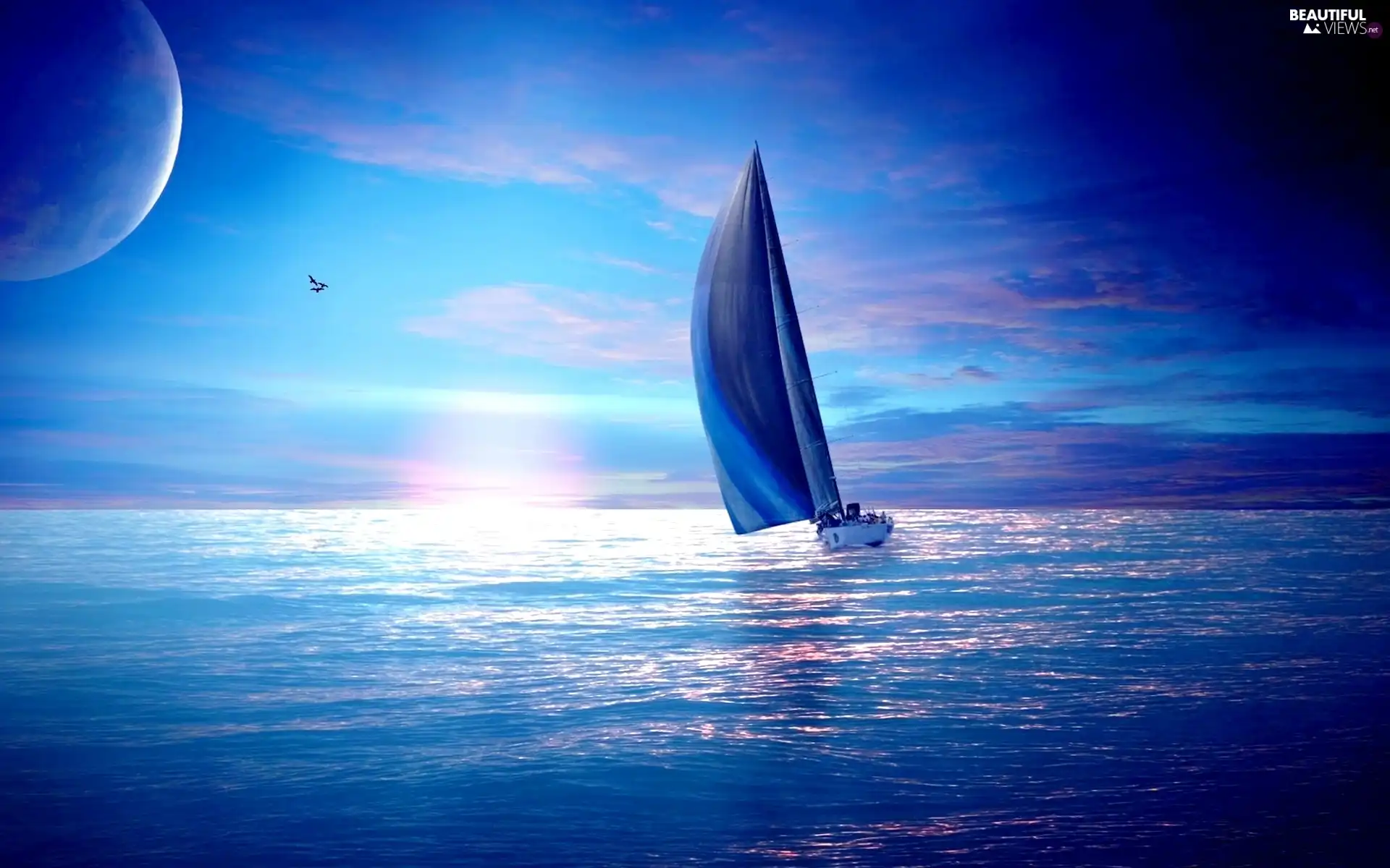 Yacht, Blue, Sky, sea