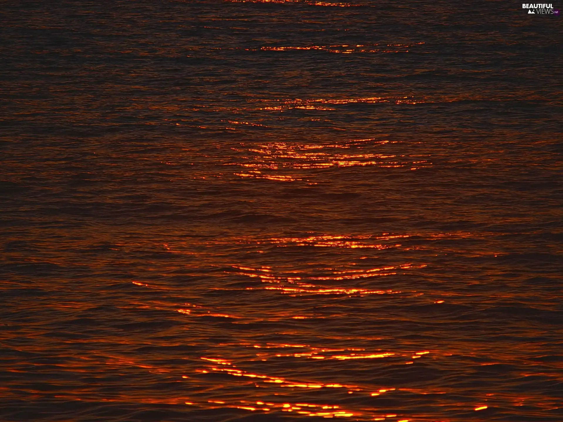 sea, West, sun, reflection