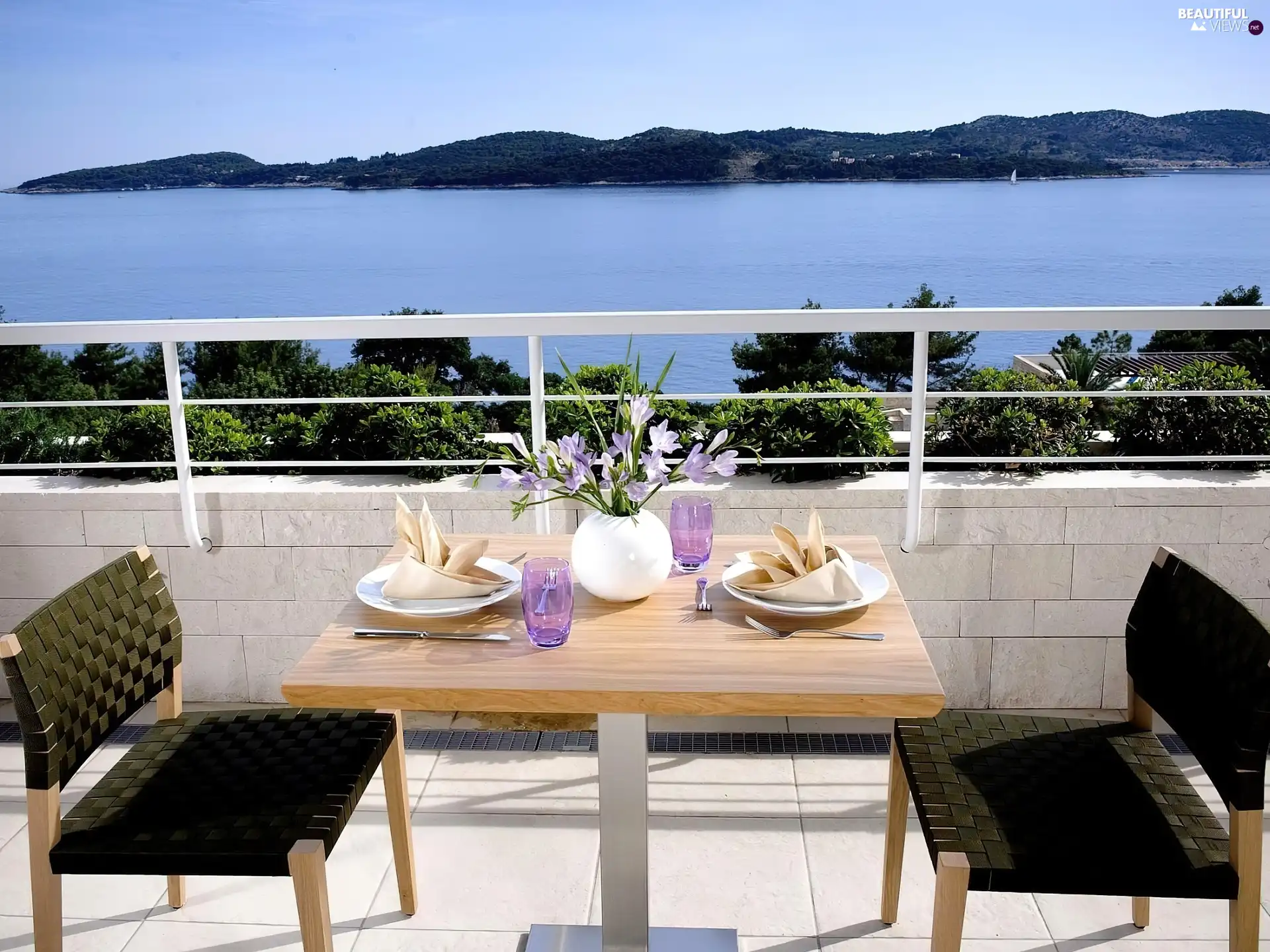sea, terrace, table, The Hills