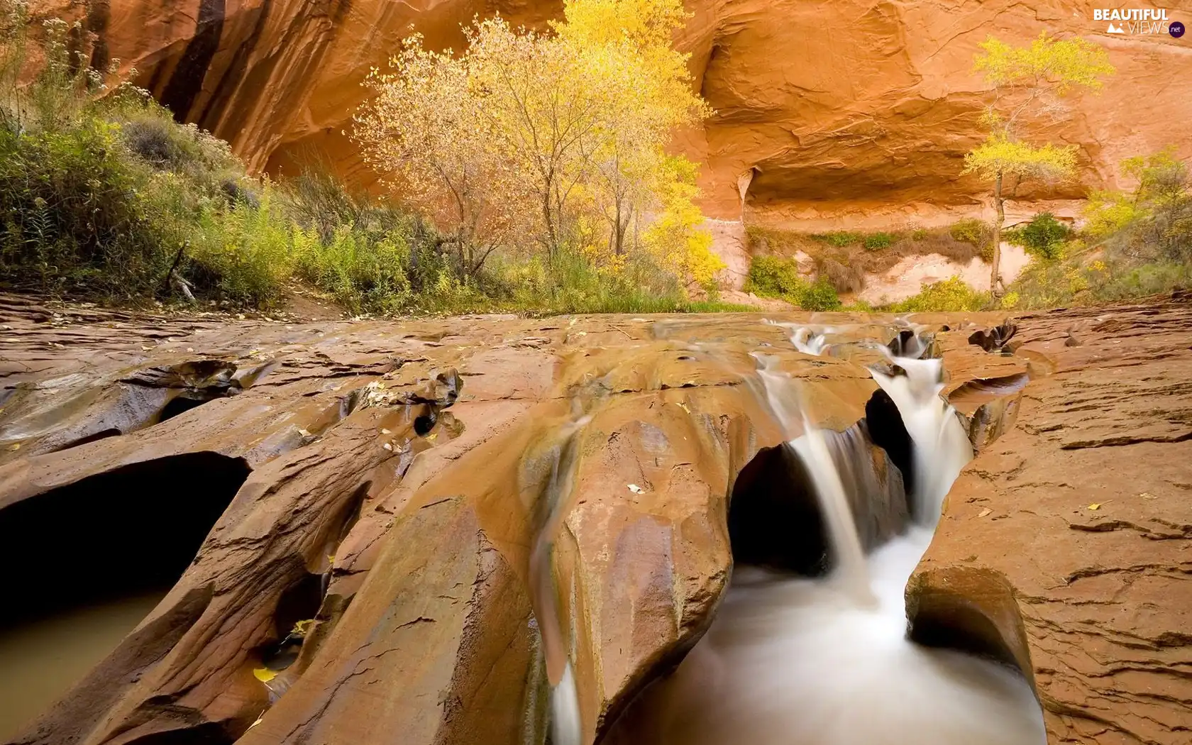 water, canyons, Cascades
