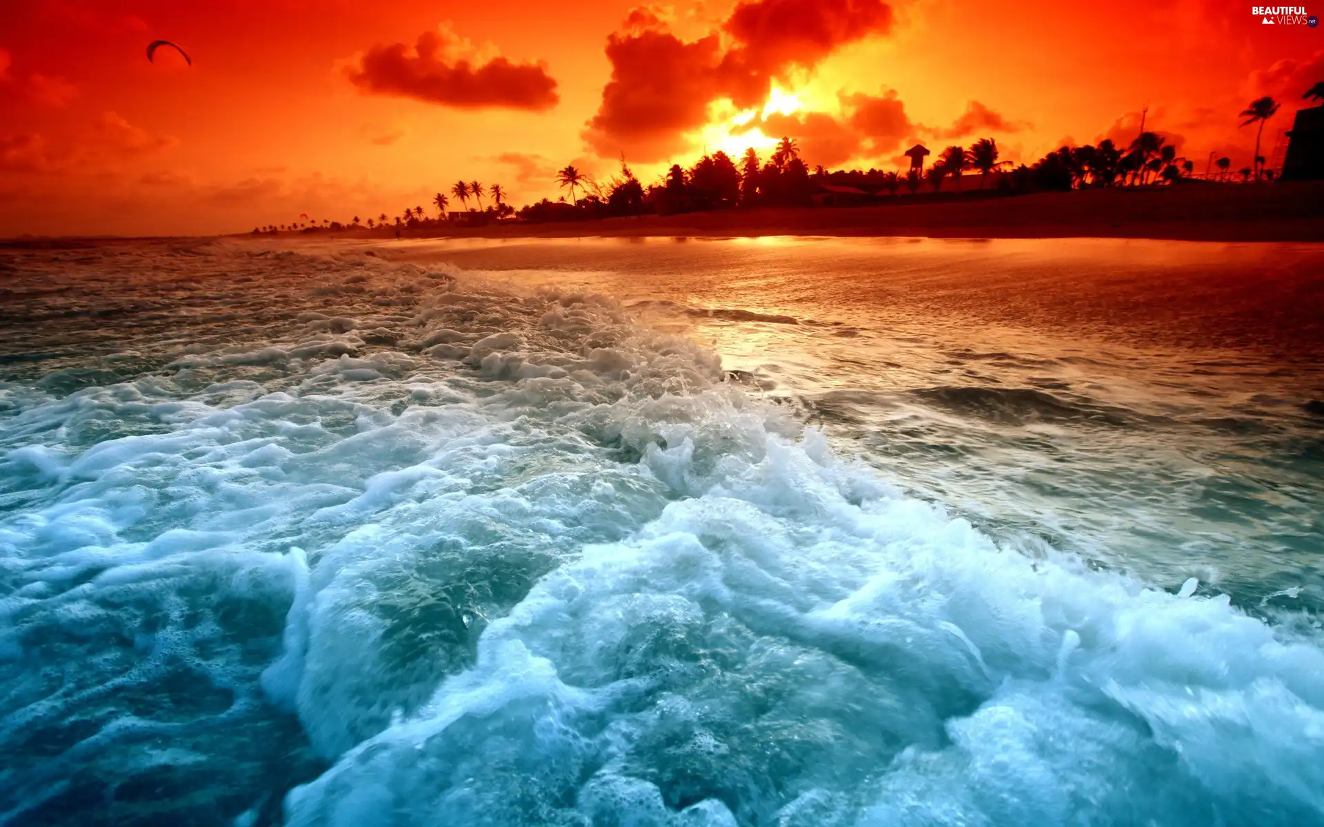 Great Sunsets, sea, Waves, Beaches
