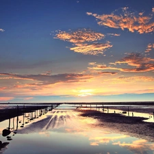 west, clouds, bayou, sun