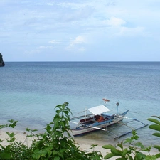 water, Boracay, Islet, Leaf, Philippines, Boat, Sky