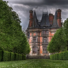 Garden, Old car, Castle