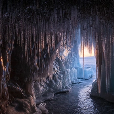 icicle, winter, Irkutsk Oblast, Russia, Baikal Lake, cave