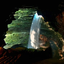 waterfall, cave