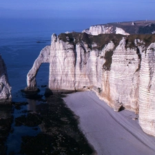 cliff, Mountains, sea