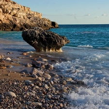 sea, Stones, cliff, Beaches