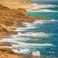 Cliffs, blue, sea