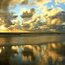 clouds, sea, Beaches