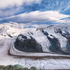 Mountains, clouds