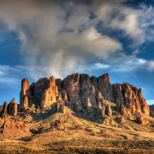 clouds, Desert, Mountains