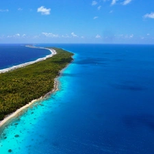 sea, coast, clouds, Island