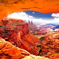 clouds, canyon, Sky