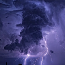 thunderbolt, clouds