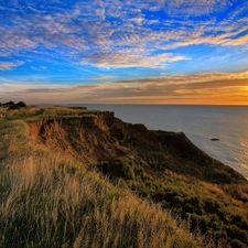 coast, cliff, west, sun, sea