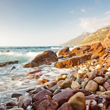 coast, sea, Stones