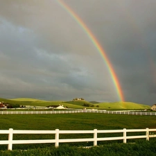 Great Rainbows, farm, fence