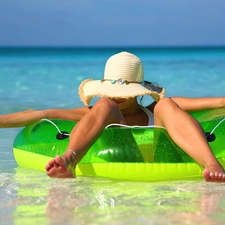 Hat, relaxation, Women, circle, water