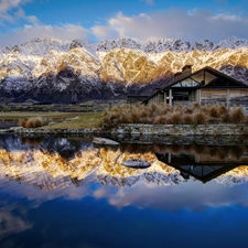 Home, rocks, lake