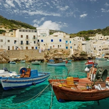 Gulf, boats, Houses, sea